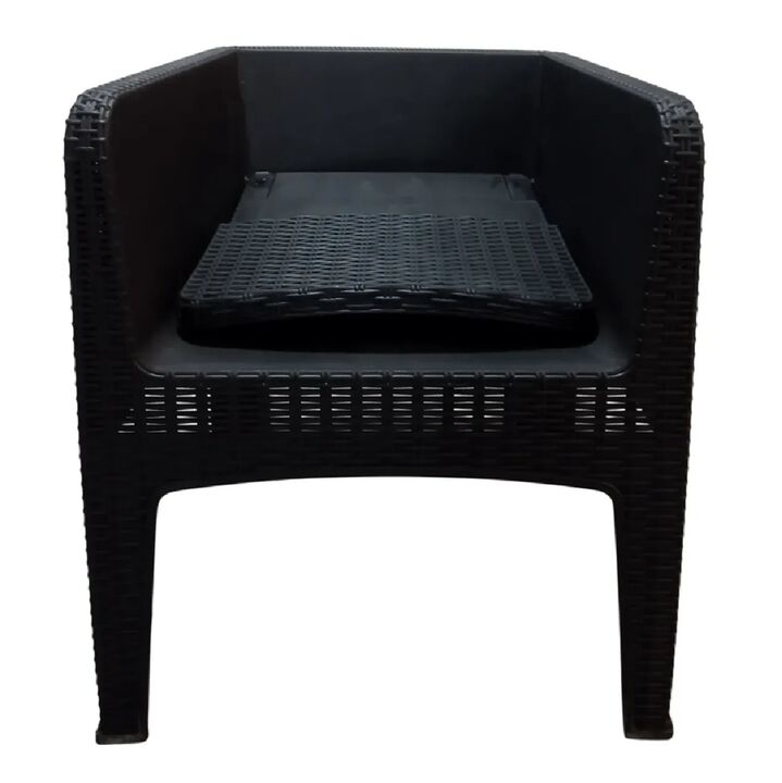 Combo x4 Sillón Plástico Símil Ratan Reforzado Jardin Milo Quality Negro - Vista 6