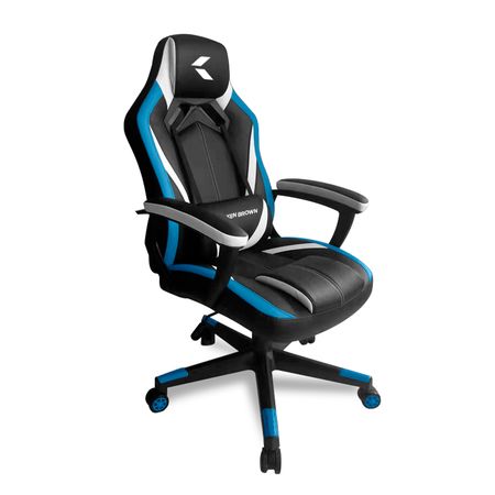Silla Gamer Ergonomica Ken Brown Mag-10 Color Negro/azul/blanco Material Del Tapizado Cuero Sintético