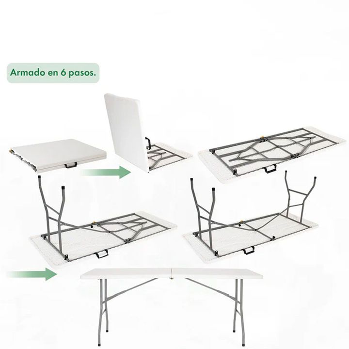 Mesa Picnic Plegable Blanca 1.80 Mts Garden Life - Vista 4