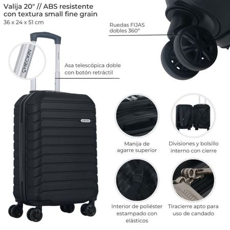 Valija Rigida Hard Check In 20 Pulgadas Negra 39113 Carry On