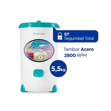 Secarropas Centrífugo 2800 RPM Columbia 5,5 kg Turquesa Océano HTS 5503
