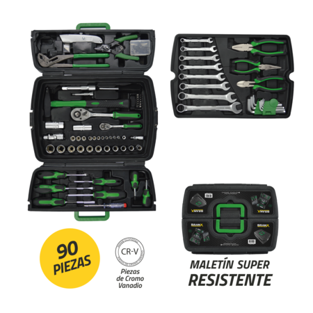 Set Juego Herramientas Maletin Branx 90 Pzas Cromo Vanadio