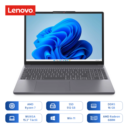 Notebook Lenovo Slim 3 15arp10 Amd Ryzen 7 170 512gb Ssd 16gb 15.3 Pulg Tactil Gris