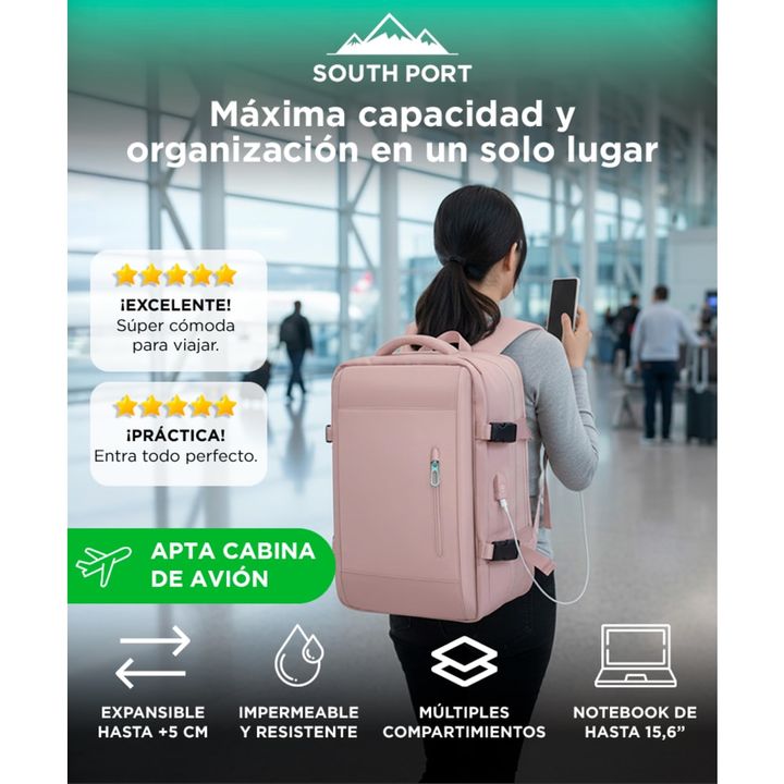 Mochila de Viaje Gris Gadnic Expansible Impermeable 40L - Vista 2