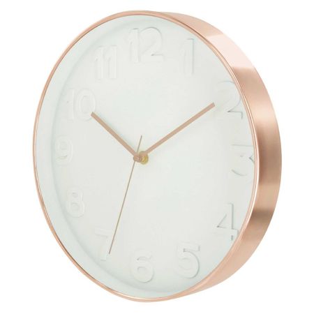 Reloj De Pared Redondo 30,5cm Cobre y Blanco HD3305