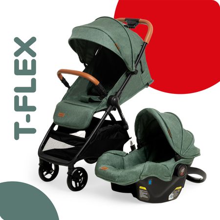 Coche De Paseo Bebesit T-flex Portabebe + Butaca 1321ts-c Verde