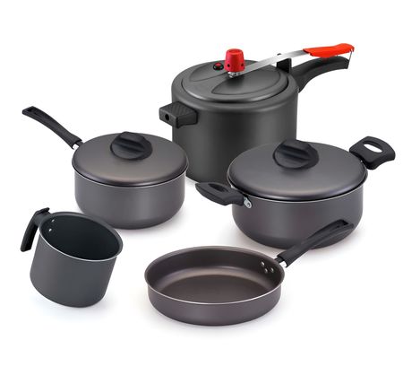 Set Batería De Cocina Antiad + Olla a Presión Oliveira 5 Pzs