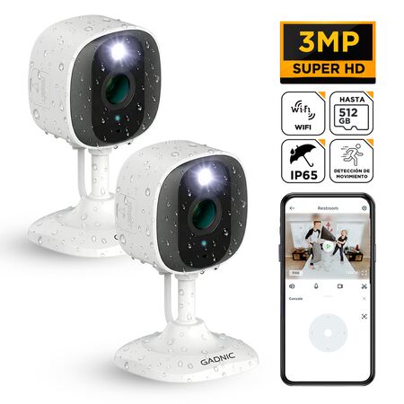 Kit x2 Cámara de Seguridad WiFi Gadnic Mini-G 2K 3MP Visión Nocturna Ip65