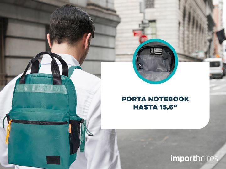 Mochila Escolar Deportiva Urbana Original Everlast Hombre Mujer Reforzada 21950 Verde - Vista 4
