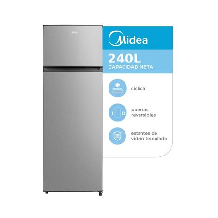 HELADERA TOP MOUNT CICLICA SILVER MIDEA 240LTS