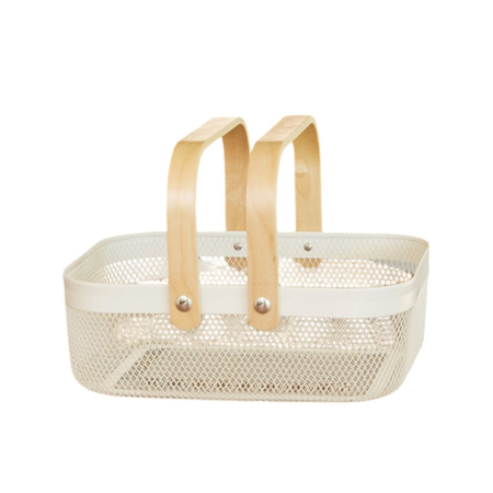 Organizador Canasto Cesto Alacena Cocina Metal Madera 34x24