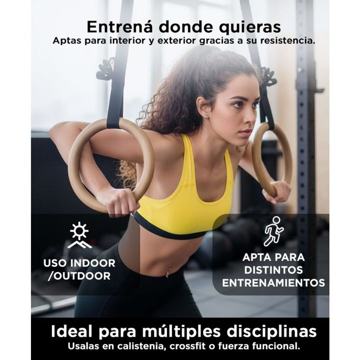 Anillas De Madera Gadnic Gimnasia Calistenia - Vista 5