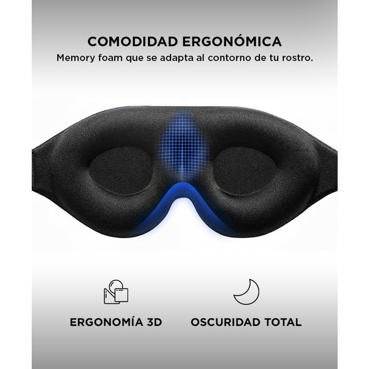 Antifaz Mascara Para Dormir Memory Foam + Tapones de Oído - Vista 3