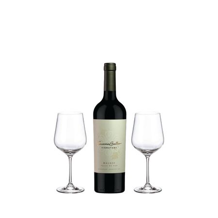 Set Vino Tinto Susana Balbo Signature Malbec y 2 Copas Con Estuche