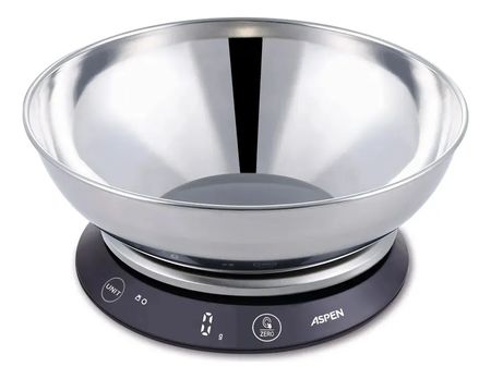 Balanza De Cocina Digital 5kg Bowl Acero Desmontable Aspen Gris 5 Kg