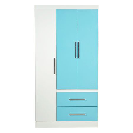 Ropero Placard Infantil 3 Puertas 2 Cajones Reforzado Maximo Fortaleza Celeste