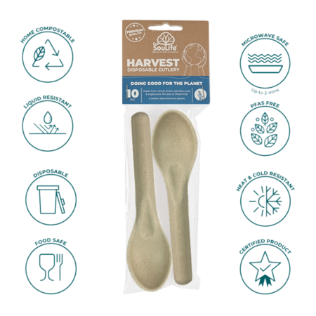 Set x 10 Cucharas Descartables Aston Ecológicas Biodegradables Compostables