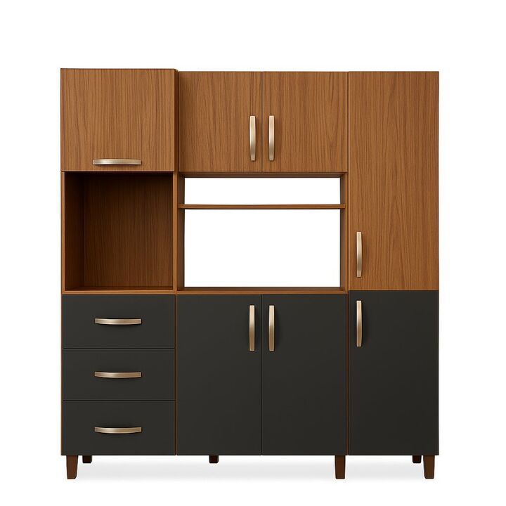 Despensero Organizador de Cocina Kit de 7 puertas y 3 cajones Grafito Teca Maximo Acapulco - Vista 1