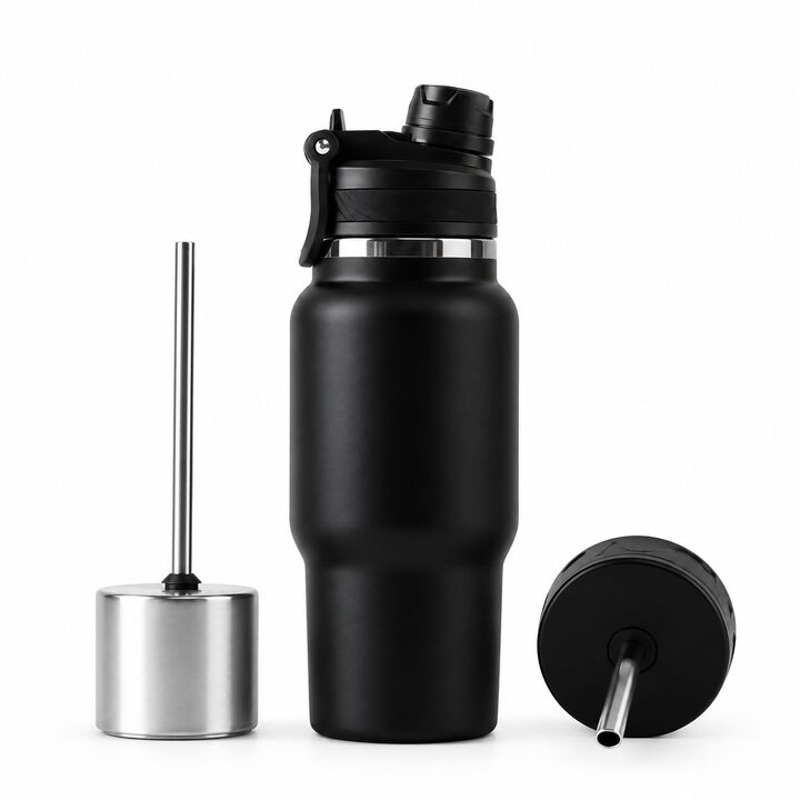Botella automate térmica 2 en 1 con pico matero y pico botella color negro - Vista 3