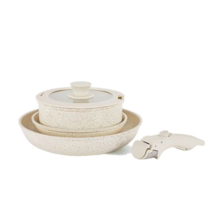 Set De Batería Carol Antiadherente Mango Desmontable 5 En 1 Beige