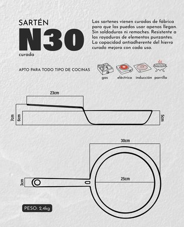 Sarten De Hierro Kankay N30 Antiadherente Ya Curada