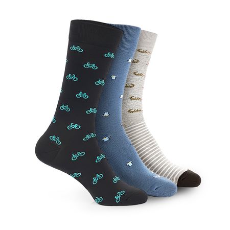 PACK X3 MEDIAS FANTASIA NEGRAS Y AZULES