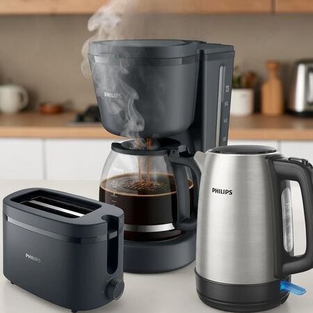 Combo Desayuno Philips Cafetera + Pava Eléctrica + Tostadora