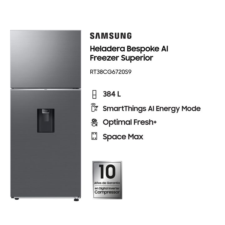 Heladera Samsung RT38CG6720S9 Inverter 384 L Inox Dispenser - Vista 3