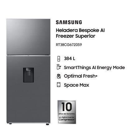 Heladera Samsung RT38CG6720S9 Inverter 384 L Inox Dispenser
