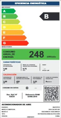 Combo Aire Acondicionado Split Frío/Calor BGH Inverter 3DC BSI36WCIV + Camiseta BGH adidas Talle L