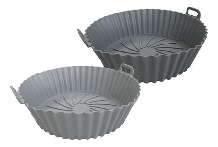 Moldes X2 Silicona Para Airfryer  22x6 Cm Redonda Hudson Gris