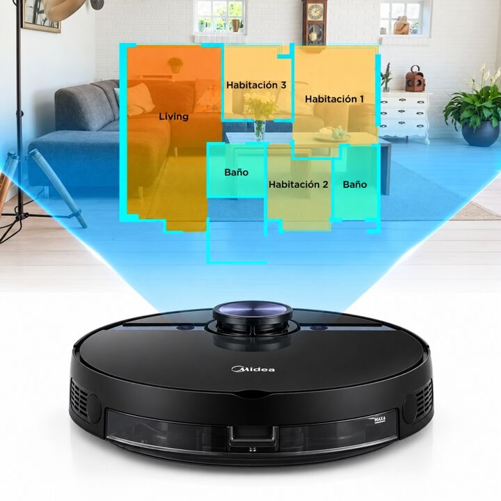 Aspiradora Robot Midea M7 Laser Smart Trapeadora WiFi 4000Pa - Vista 2