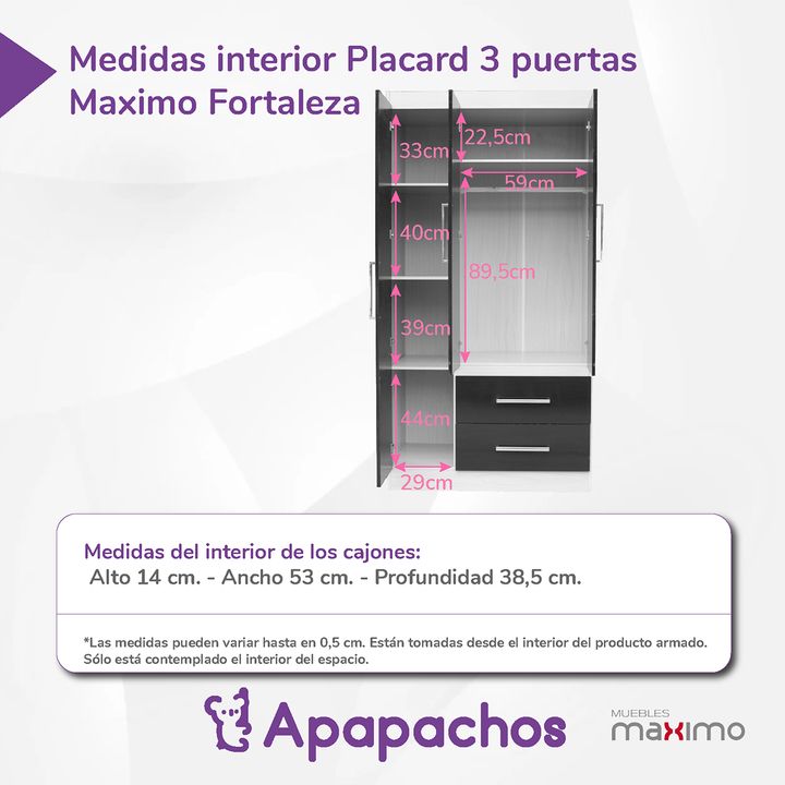 Combo para Dormitorio Placard y Mesa de Luz Reforzados Maximo Fortaleza Marfil - Vista 5