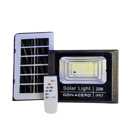 Reflector Led 25w con Panel Solar Exterior + Control Remoto DON ACERO