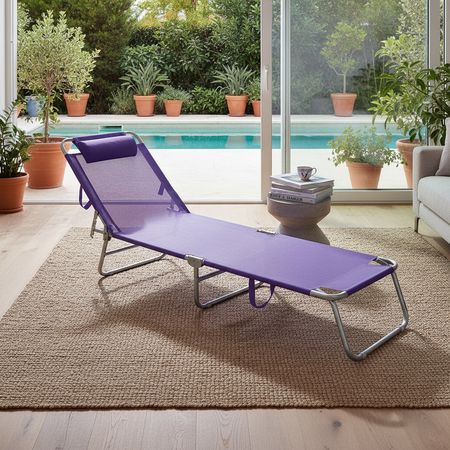 Reposera Cama Plegable Reclinable De Aluminio Botafogo Violeta