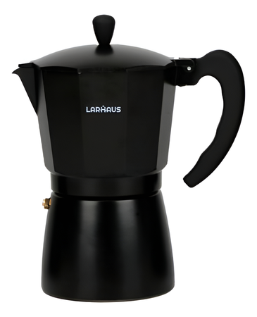 Cafetera Italiana Apta Induccion Larhaus 9 Pocillos Aluminio Negro