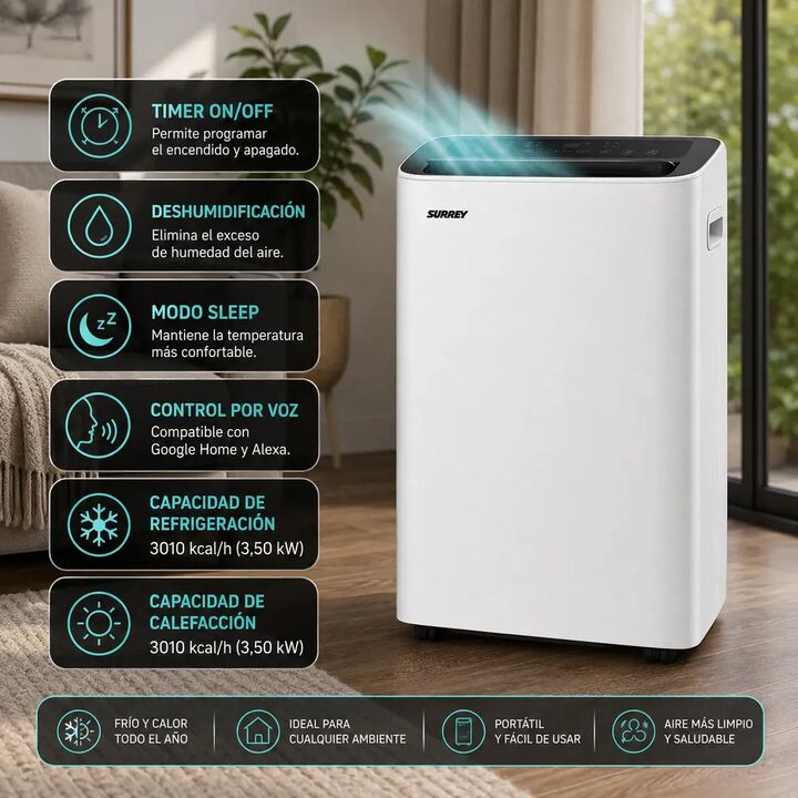 Aire Acondicionado Surrey Portátil Smart Wi-fi 3000 Kcal/h - Vista 2