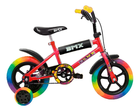 Bicicleta Infantil Rodado 12'' Peretti Cross Niño Rueditas Rojo