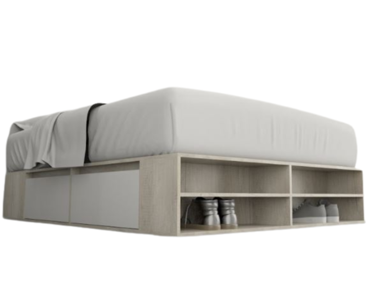 Base Cama Box Linea Minimal 1.40m 4 Cajones Con Estantes 6442 Nevado/Everes Tables - Vista 6