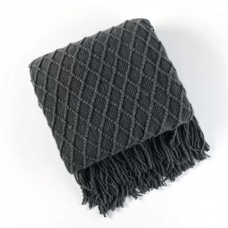 Manta 130 X 170 Cm Lisa Trama Rombo Chico Gris