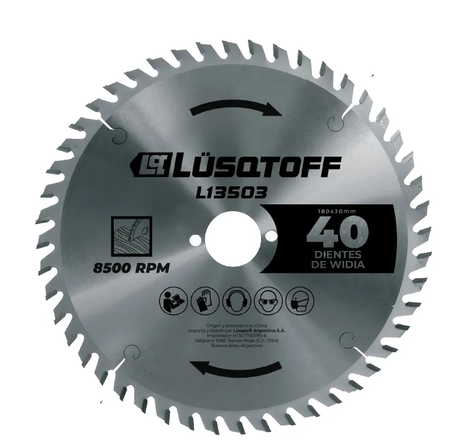 Disco De Sierra 180 Mm 40 Dientes Widia L13503 Lusqtoff Gris