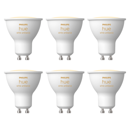Pack x6 Lampara Gu10 Smart Led Philips Hue White Ambiance