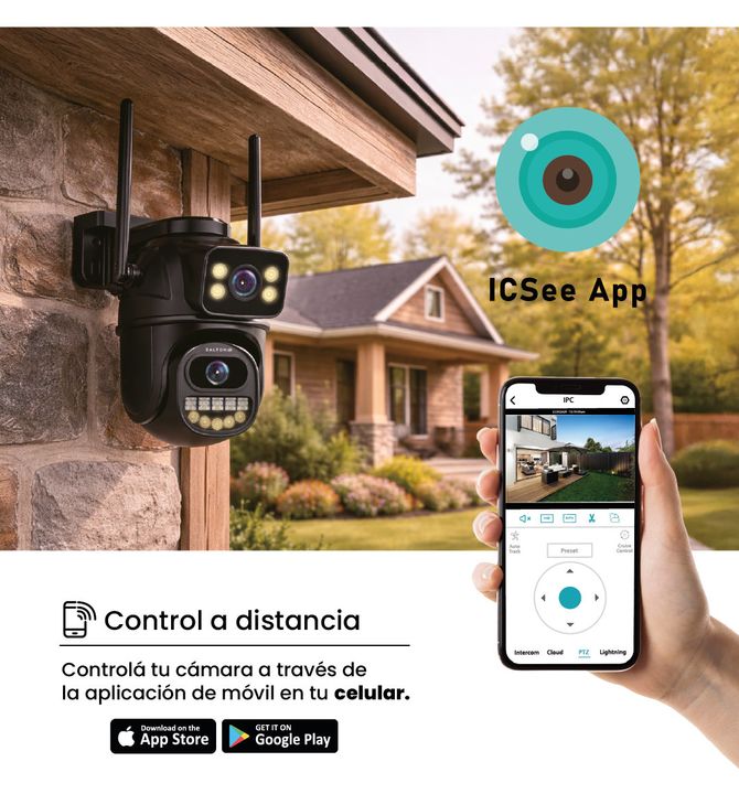 Combo: X2 Camaras de Seguridad Dalton Doble Exterior / Interior Leds 4K Negra DA-CAM08 - Vista 3