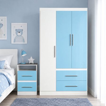 Combo para Dormitorio Placard y Mesa de Luz Reforzados Maximo Fortaleza Infantil Celeste y Blanco