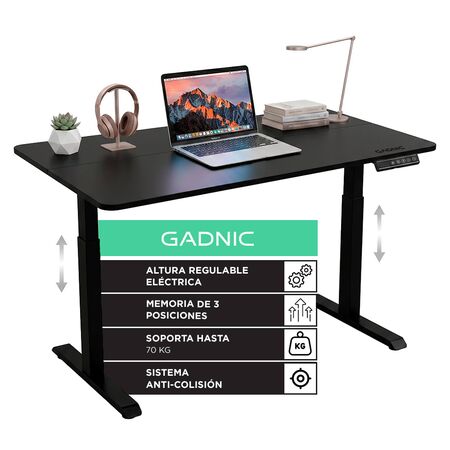 Escritorio Regulable Eléctrico Gadnic 120x60 Elevable Con Memoria Inteligente 3 Posiciones Negro
