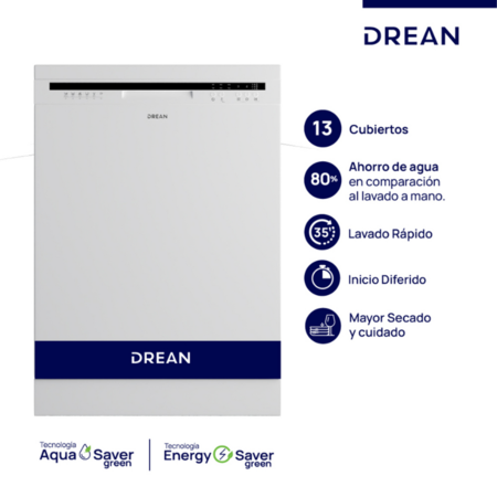 Lavavajilla Drean Lvdr1306Cb Blanco 13 Cubiertos