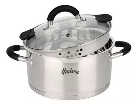 Cacerola Olla Acero Triple Fondo Hudson c/escala interior y tapa colado