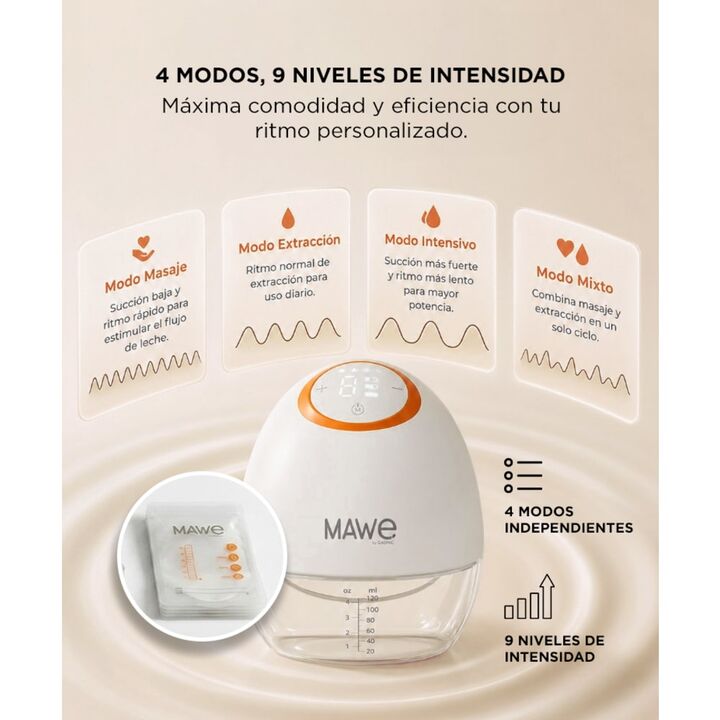 Sacaleche Eléctrico Mawe By Gadnic 9 Niveles 4 Modos Portátil - Vista 5