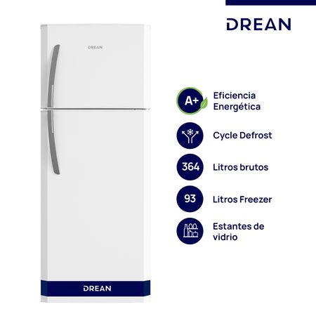 Heladera con freezer Cíclica 364 L Blanca Drean HDR370F50B