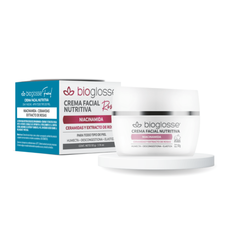Crema Facial Nutritiva Niacinamida, Ceramidas y Extracto de Rosas